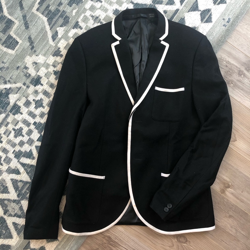 Topman Wool Blazer with white piping